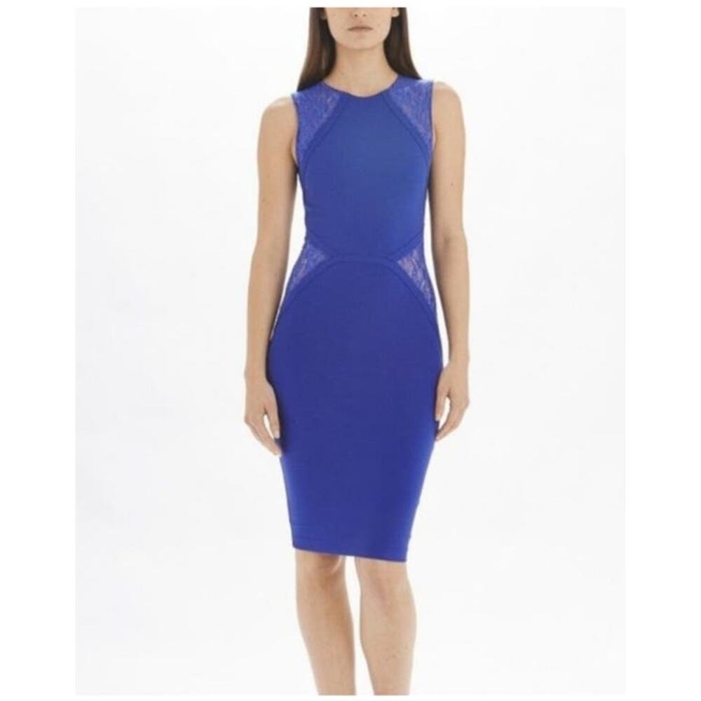 Ronny Kobo Mini Dress Bright Blue Lace Bodycon Sleeveless
